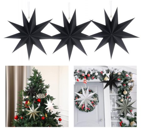 Set 3 Stele Pliabile SUNBEAUTY, din Hârtie, pentru Crăciun, negru [6]