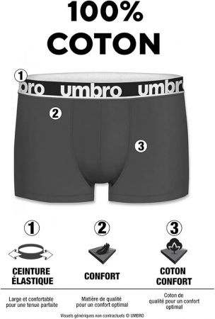 Set 4 boxeri pentru barbati Umbro, 100% bumbac, negru/gri/albastru, L [1]