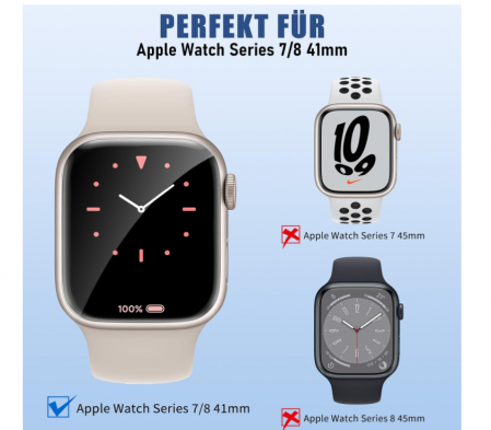 Set 4 folii protecție de sticlă securizată pentru Apple Watch Series 7/8 41 mm [2]