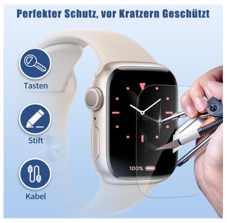 Set 4 folii protecție de sticlă securizată pentru Apple Watch Series 7/8 41 mm [3]