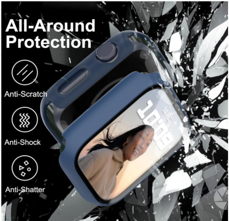 Set 4 huse Jvchengxi pentru Apple Watch Series 9 / Seria 8 / Seria 7, protecție din sticlă [4]