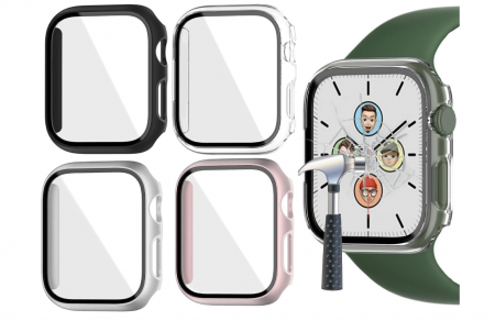Smartwatch-uri - Set 4 huse Jvchengxi pentru Apple Watch Series 9 / Seria 8 / Seria 7, protecție din sticlă