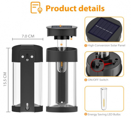 Set 4 lampi solare pentru exterior Woolmug, fara fir, impermeabile [11]