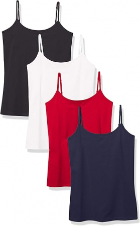 TOATE PRODUSELE - Set 4 maiouri slim-fit pentru femei Amazon Essentials, alb/rosu/negru/bleumarin, S