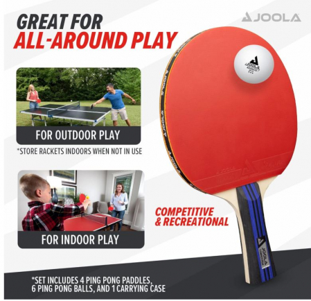 Set 4 palete tenis de masa + 6 mingi JOOLA, husa inclusa [5]