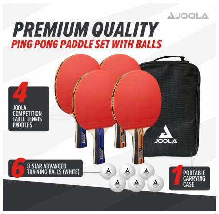 Set 4 palete tenis de masa + 6 mingi JOOLA, husa inclusa [4]