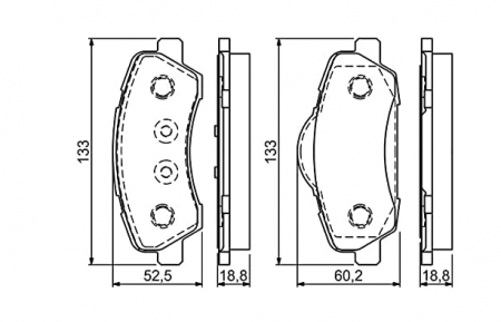 Set 4 Plăcuțe de frână Bosch BP1708, punte față, certificat ECE-R90 [1]