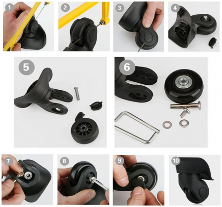 Set 4 roti de schimb pentru valiza Heedpeiur, cu accesorii, 50 x 18 mm, negru [7]