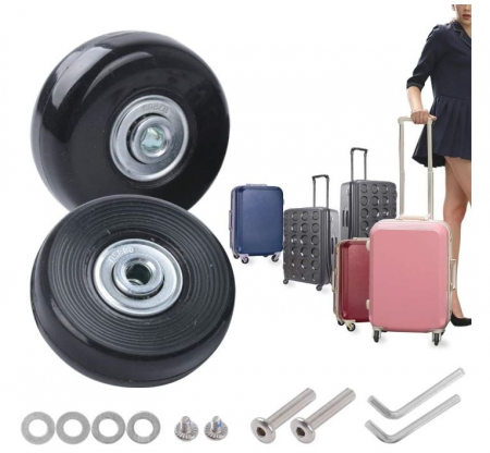 Set 4 roti de schimb pentru valiza Heedpeiur, cu accesorii, 50 x 18 mm, negru [3]