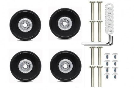 Set 4 roti de schimb pentru valiza Heedpeiur, cu accesorii, 50 x 18 mm, negru [0]