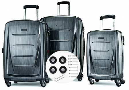 Set 4 roti de schimb pentru valiza Heedpeiur, cu accesorii, 50 x 18 mm, negru [4]