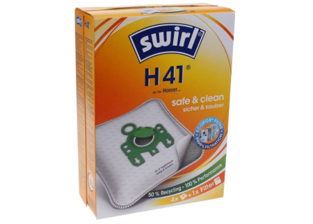 Electrocasnice & Climatizare - Set 4 saci de aspirator SWIRL H41, pentru aspirator Hoover T21-T27, TS16-TS23, T43-T45, T54-T58