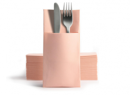 Bucatarie & Servire - Set 50 Șervețele cu buzunare pentru tacâmuri Alvotex, 39 x 40 cm, roz