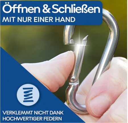 Set 5 carlig carabina profesional GARSIDURO, din oțel inoxidabil DIN 5299, 5x50 mm [4]