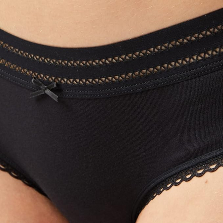 Set 5 chiloti pentru femei Iris & Lilly, detaliu din dantela, negru, XS [2]