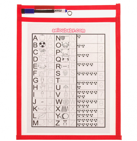 Set 5 Coperți pentru foi de lucru reutilizabile, Hârtie A4, 5 markere, 1 radiera, 1 balon [5]