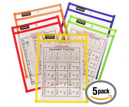 Set 5 Coperți pentru foi de lucru reutilizabile, Hârtie A4, 5 markere, 1 radiera, 1 balon [1]