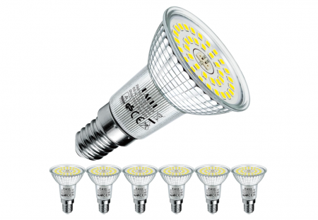 Iluminat & Electrice - Set 6 becuri LED EACLL E14 alb rece, 6W echivalent 100W, R50 halogen, 6000K