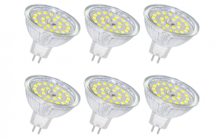 Casa, Gradina & Bricolaj - Set 6 becuri LED GU5.3 SCNNC, 12V, 5W echivalent cu 50W, alb rece 6000K, 500LM