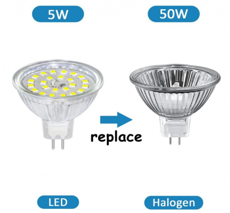 Set 6 becuri LED GU5.3 SCNNC, 12V, 5W echivalent cu 50W, alb rece 6000K, 500LM [8]