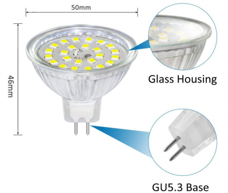 Set 6 becuri LED GU5.3 SCNNC, 12V, 5W echivalent cu 50W, alb rece 6000K, 500LM [5]