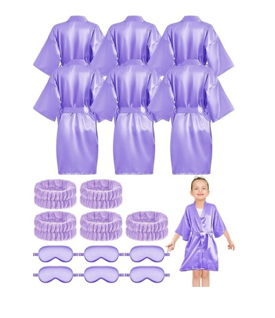 Set 6 halate de copii pentru petreceri spa BBTO, violet, 10 ani [0]