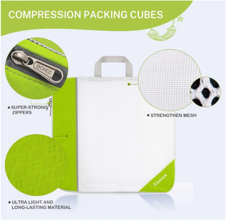 Set 6 organizatoare de voiaj Gonex pentru imbracaminte, verde [3]