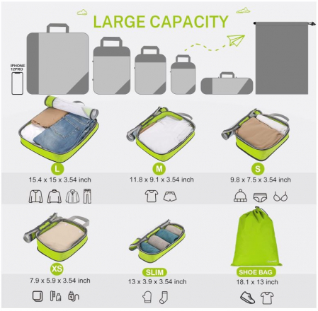 Set 6 organizatoare de voiaj Gonex pentru imbracaminte, verde [4]