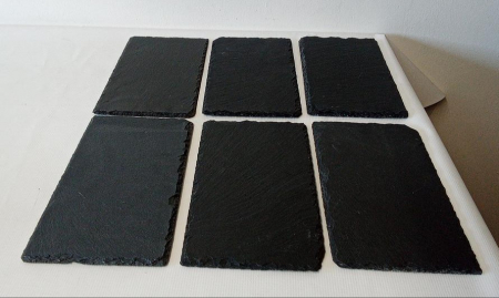 Set 6 platouri de servire din ardezie Relaxdays, 26 x 16 cm, dreptunghiulare, gri antracit [1]