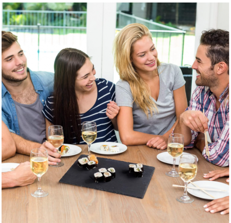 Set 6 platouri de servire din ardezie Relaxdays, 26 x 16 cm, dreptunghiulare, gri antracit [3]