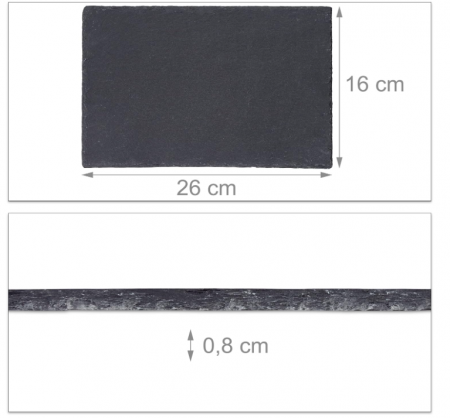 Set 6 platouri de servire din ardezie Relaxdays, 26 x 16 cm, dreptunghiulare, gri antracit [4]