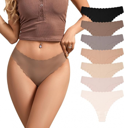Imbracaminte femei - Set 7 chiloti pentru femei SHARICCA, tanga fara cusaturi, multicolor, XL