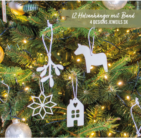 Set 8 ornamente din lemn pentru brad de craciun Papierdrachen [2]