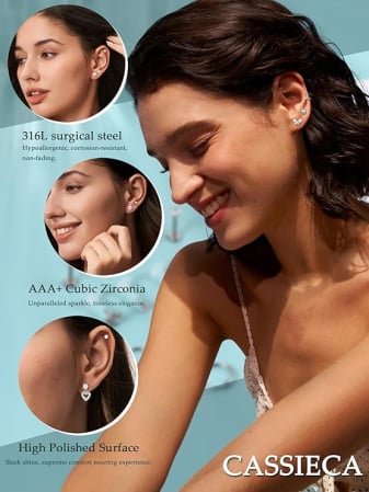 Set 9 cercei pentru femei CASSIECA, oțel inoxidabil [3]