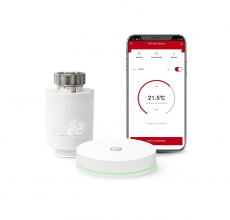 Accesorii calorifere - Set cap termostatic inteligent Garza Smart pentru radiator + pod Zigbee 3.0, compatibil cu Alexa și Google