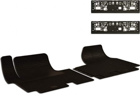 Auto Moto - Set Covorase Auto Cauciuc Umbrella Pentru Renault Trafic (2007-2014) Opel Vivaro (2001-2014)- 2Pcs + Suport Numar Inmatriculare Mega Drive Simplu Set 2 Buc