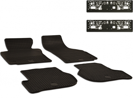Auto Moto - Set Covorase Auto Cauciuc Umbrella Pentru Seat Leon (2005-2012), Altea (2004-2015), Altea Xl (2006-2015), Altea Freetrack (2007-2015) Suport Numar Inmatriculare Mega Drive Simplu Set 2 Buc