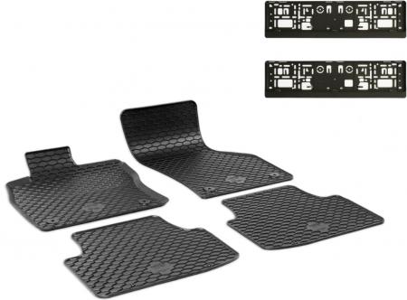 Auto Moto - Set Covorase Auto Cauciuc Umbrella Pentru Seat Leon (2020-) + Suport Numar Inmatriculare Mega Drive Simplu Set 2 Buc