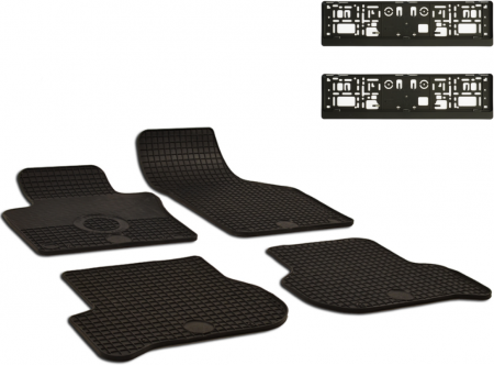 Auto Moto - Set Covorase Auto Cauciuc Umbrella Pentru Seat Toledo (2004-2008), Altea (2004-2015), Leon (2005-2012) + Suport Numar Inmatriculare Mega Drive Simplu Set 2 Buc