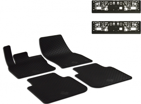 Auto Moto - Set Covorase Auto Cauciuc Umbrella Pentru Skoda Kodiaq (2017-) Volkswagen Tiguan Allspace (2017-) Seat Tarraco (2019-) + Suport Numar Inmatriculare Mega Drive Simplu Set 2 Buc