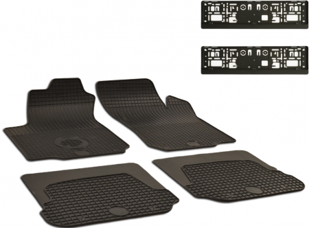 Auto Moto - Set Covorase Auto Cauciuc Umbrella Pentru Skoda Octavia (1997-2004) + Suport Numar Inmatriculare Mega Drive Simplu Set 2 Buc