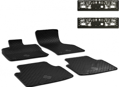 Auto Moto - Set Covorase Auto Cauciuc Umbrella Pentru Skoda Octavia Iii (2013-2019), Octavia Iv (Inclusiv Hybrid) (2020-), Cupra Formentor (2020-) + Suport Numar Inmatriculare Mega Drive Simplu Set 2 Buc