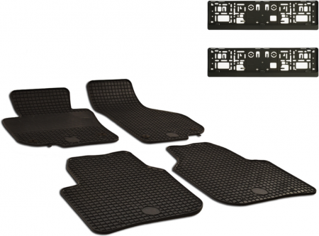 Auto Moto - Set Covorase Auto Cauciuc Umbrella Pentru Skoda Superb Ii (2008-2015) + Suport Numar Inmatriculare Mega Drive Simplu Set 2 Buc