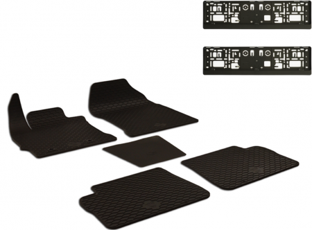 Auto Moto - Set Covorase Auto Cauciuc Umbrella Pentru Toyota Auris (2013-2018) – 5 Pcs + Suport Numar Inmatriculare Mega Drive Simplu Set 2 Buc