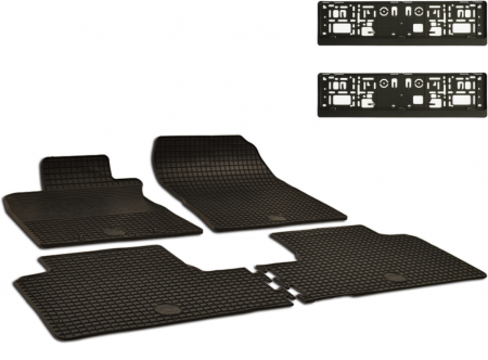 Auto Moto - Set Covorase Auto Cauciuc Umbrella Pentru Toyota Avensis (2009-) + Suport Numar Inmatriculare Mega Drive Simplu Set 2 Buc