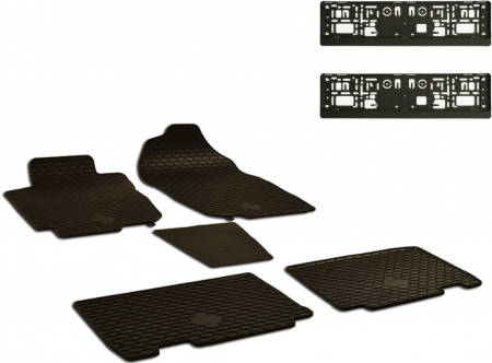 Auto Moto - Set Covorase Auto Cauciuc Umbrella Pentru Toyota Rav 4 (2013-2018) – 5 Pcs + Suport Numar Inmatriculare Mega Drive Simplu Set 2 Buc