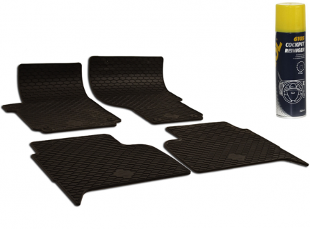 Auto Moto - Set Covorase Auto Cauciuc Umbrella Pentru Volkswagen Amarok (2010-) + Spray Curatitor Bord Antistatic Cu Spuma Activa (Lamaie) 220 Ml Mannol