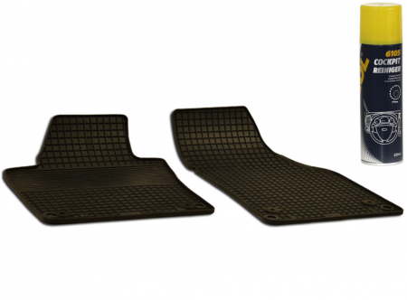 Covorase auto - Set Covorase Auto Cauciuc Umbrella Pentru Volkswagen Caddy (2003-2015).(2015-2019).Caddy Maxi (2008-2019) – 2Pcs + Spray Curatitor Bord Antistatic Cu Spuma Activa (Lamaie) 220 Ml Mannol