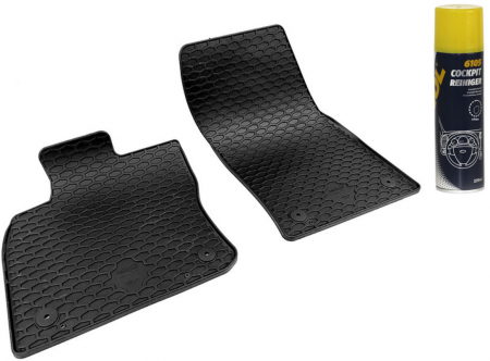 Covorase auto - Set Covorase Auto Cauciuc Umbrella Pentru Volkswagen Caddy (2020-) – 2 Pcs + Spray Curatitor Bord Antistatic Cu Spuma Activa (Lamaie) 220 Ml Mannol