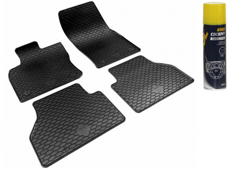 Auto Moto - Set Covorase Auto Cauciuc Umbrella Pentru Volkswagen Caddy (2020-) + Spray Curatitor Bord Antistatic Cu Spuma Activa (Lamaie) 220 Ml Mannol